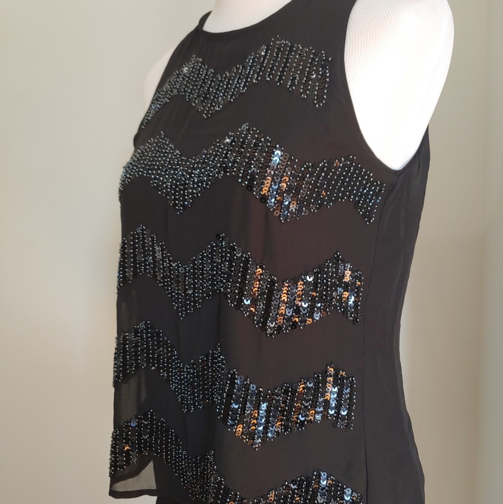 H&M Beaded Black Sequin Sparkle Blouse